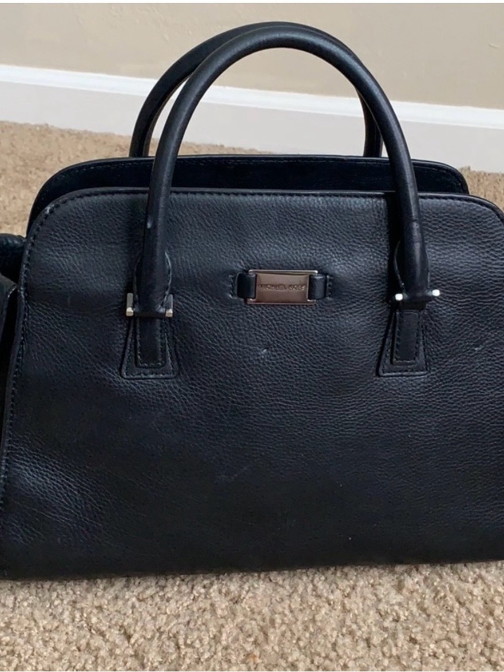 Michael Kors Black Pebbled Leather Top-Handle Satchel